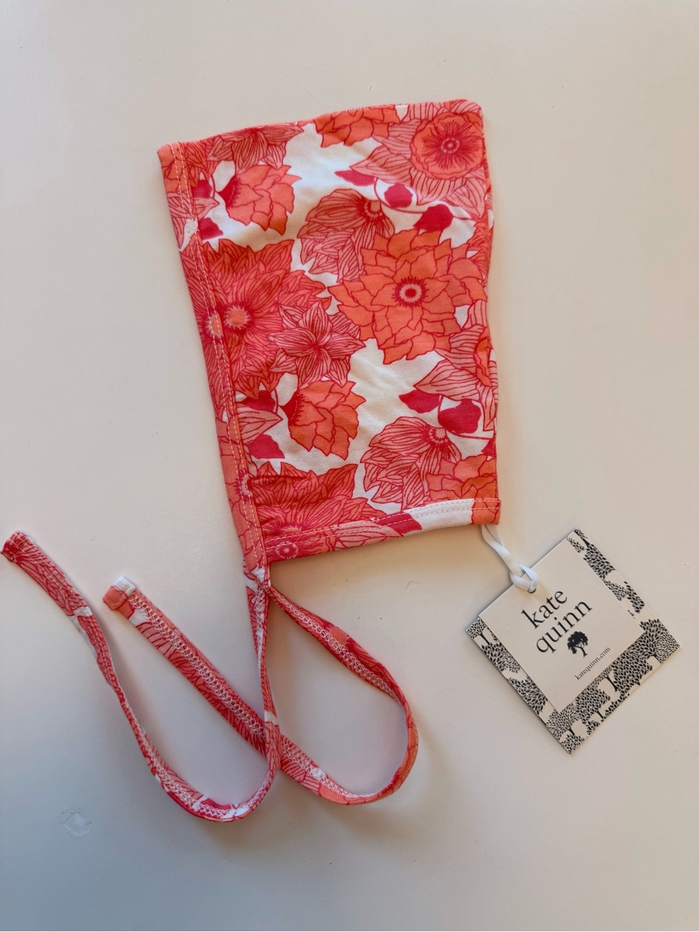 kate quinn Pink Floral Baby Bonnet with Ties size 6-12 months price $12.00